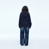 Sserpe Destroyed Cotton Knit Hoodie Zip Up Deep Purple