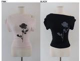ROSE PRINTING OFF TEE (3COLORS!)