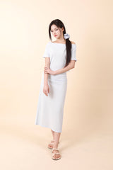 Off-Shoulder Slit Long Onepiece Sky Blue