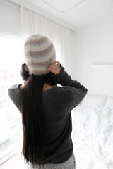 fluffy stripe color beanie(4colors)