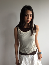 Node frill layered sleeveless top (4color)