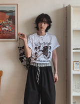 Happy picture printing short sleeve t-shirt