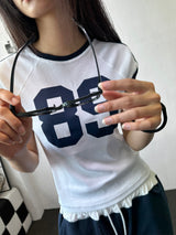 Cheery Number Raglan Crop Tee 3color