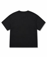 ミリタリーエンブレムヘンリーネッククロップドTシャツ - ブラック