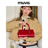 muvaレザー ピローシェイプ ハンドトート 2WAYショルダーバッグ