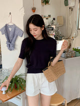 Round Basic Short Sleeve Knit (8color)