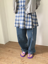 Low Check Pleated Dress (2color)