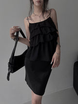 ruffle sheer bustier blouse (2color)