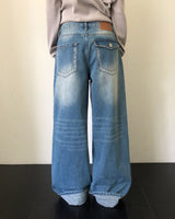 Rihen Roll-Up Wide Denim Pants