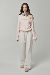 09 Numbering straight pants, White