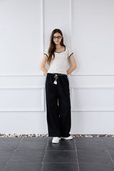 DOTTY RIBBON SHIRRING T-SHIRT