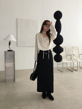 Deep drape scarf blouse