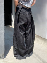 Tuck-On Back Button Wide Fit Selvage Denim Long Pants (2 colors)