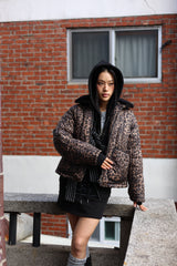  LEOPARD SHIRRING PADDING_BROWN