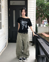 ニティ ホース プリント ワンショルダー ショートスリーブ