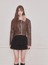 Short reversible leather mustang (Brown)