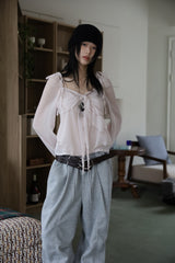 Dart pintuck wide pants