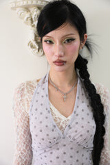 Dot halter top (Black/Light purple)