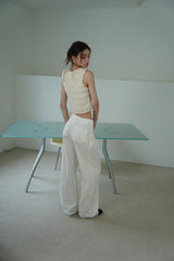 Linen belted pants_ivory