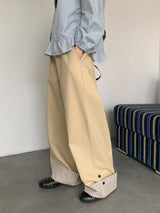 モニックチェックカラーコットンワイドバンドパンツ