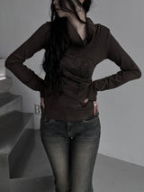 melt drape neck slim T (3color)