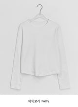 Higet Peach Fuzz Color Basic Long Sleeve Tee