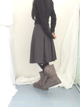 Fingerhole line hooded half zipup