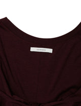 BACK RIBBON T-SHIRT(GREY BURGUNDY)