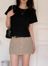 ND Basic Rib Crop Short Sleeve T-shirt (6color)