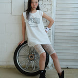 メッシュネットスリーブレス white
