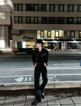 ブラックセミワイドデニム