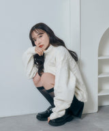 UNISEX モノグラムハーフジップニット