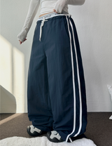 LOW-RISE NYLON TRACK WIDE PANTS 🖤🤎🩷💙4COLOR