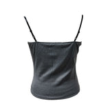 オフィスレースホックスリムフィットビスチェスリーブレストップ (Gray)