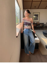 Santori chiffon off-shoulder sleeveless T-shirt