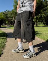 Daken Distressed Cargo Denim Bermuda