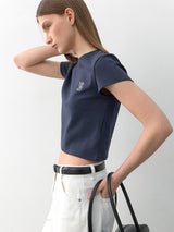 (Z-T-6804)ESSENTIAL SYMBOL SEMI CROP TEE