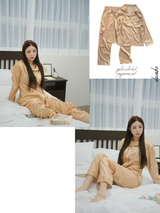 gold silk dot pajama set