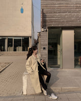 Wool buckle long coat