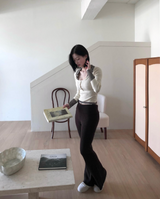 ベンオーバーローリブブーツカットニットパンツ