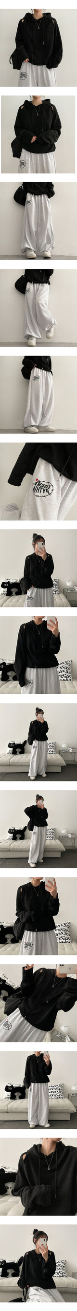 Forean Open Shoulder Boxy String Hoodie