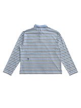 SIGNATURE LOGO SILHOUETTE TOTEM LIGHT BLUE STRIPE CROSS BUTTON POLO LONG SLEEVE