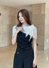 Nilo Tie Color Matching Drape Blouse
