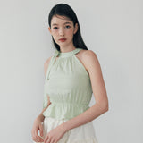 Ribbon Halterneck Blouse - SOFT GREEN