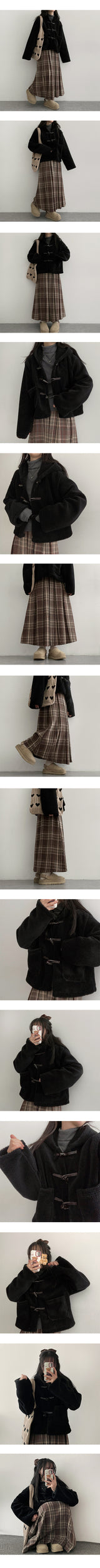 Daren シックバックバンドチェックプリーツロングスカート