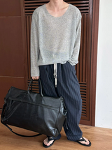 [Unisex] Linen stripe banding pants(2color)