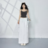 Utility Pocket H-Line Cargo Midi Skirt