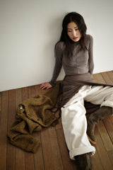 Wool turtleneck top, Brown