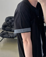 Moment Check Roll-Up Short Sleeve Cardigan