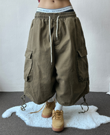 Down Loaf Two-Style Pigment Balloon Cargo Bermuda Shorts 3color